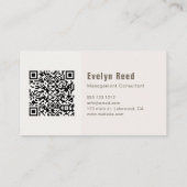 QR Code minimalistisch vet licht beige Visitekaartje (Achterkant)