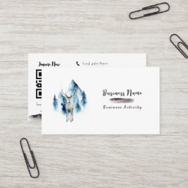 QR-code minimalistisch waterverf zwart Visitekaart Visitekaartje