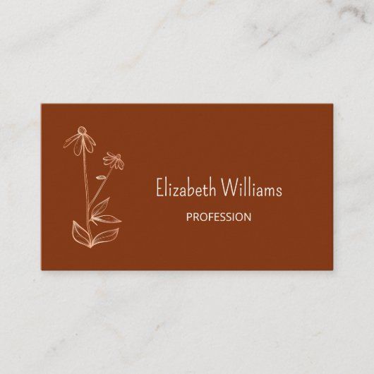 QR-code | Minimalistisch Wildbloemkoper Terracotta Visitekaartje (Voorkant)