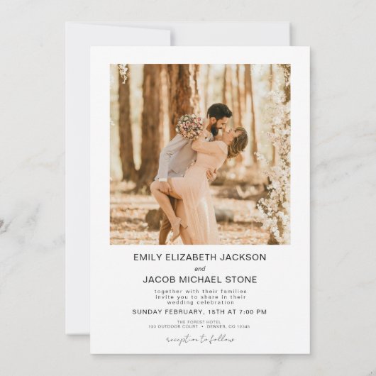 QR-code Minimalistisch withuwelijk Foto Kaart (Achterkant)