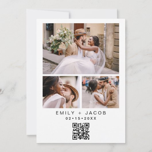 QR-code Minimalistisch withuwelijk Foto Kaart (Achterkant)