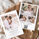 QR-code Minimalistisch withuwelijk Foto Kaart<br><div class="desc">Modern Elegant 4 Foto minimalistisch huwelijk. De QR van de Uitnodiging van de Weddenschap van de Weddenschap coskaarten bevatten een moderne typografie die elegant,  eenvoudig en modern is om te gebruiken nadat u de minimalistische eenvoudige trouwdag viert.</div>
