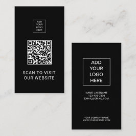 QR Code Minimalistisch Zwart Aangepast Logo Netwer Visitekaartje