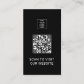 QR Code Minimalistisch Zwart Aangepast Logo Netwer Visitekaartje (Voorkant)
