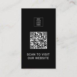 QR Code Minimalistisch Zwart Aangepast Logo Netwer Visitekaartje