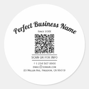 QR-code minimalistisch zwart en wit eenvoudig held Ronde Sticker