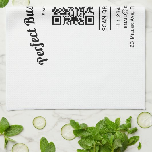 QR-code minimalistisch zwart en wit eenvoudig held Theedoek (Gevouwen)
