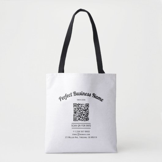 QR-code minimalistisch zwart en wit eenvoudig held Tote Bag (Voorkant)