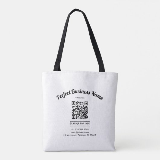 QR-code minimalistisch zwart en wit eenvoudig held Tote Bag (Achterkant)