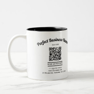 QR-code minimalistisch zwart en wit eenvoudig held Tweekleurige Koffiemok
