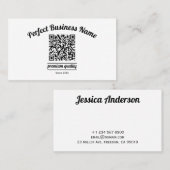 QR-code minimalistisch zwart en wit eenvoudig held Visitekaartje (Voorkant / Achterkant)