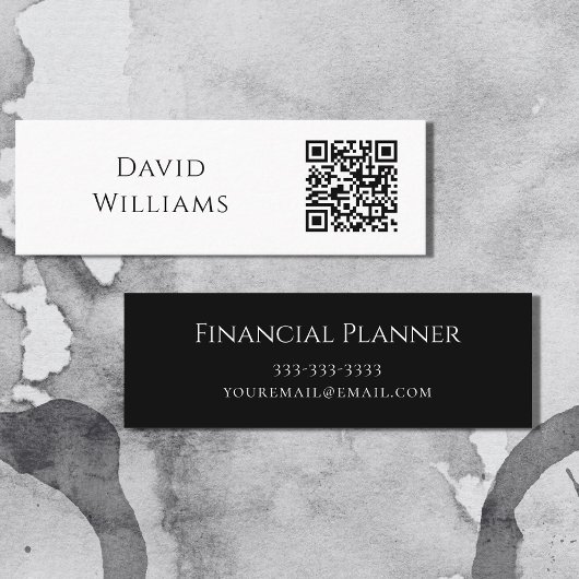 QR-code Minimalistisch zwart-wit modern Mini Visitekaartje