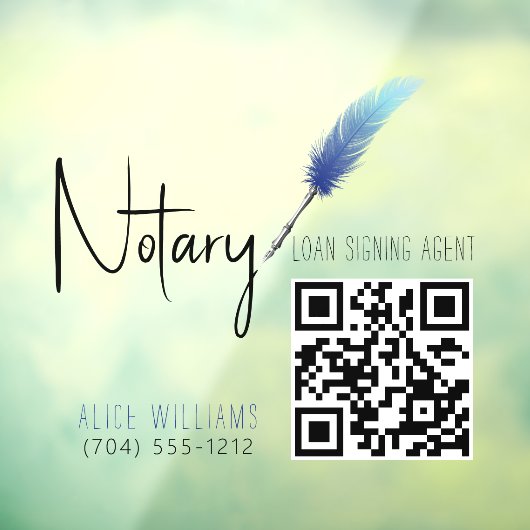 QR-code Minimalistische Blauwe & Witte Notaris Raamsticker (Vel 3)