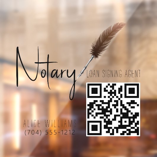 QR-code Minimalistische bruine en witte notaris Raamsticker (Vel 2)