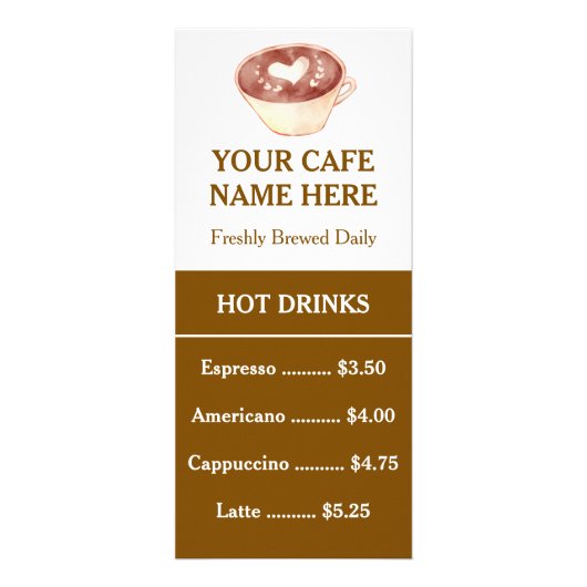 QR Code Minimalistische Café Koffie Menu Rack Car (Voorkant)