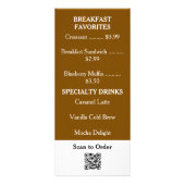 QR Code Minimalistische Café Koffie Menu Rack Car (Achterkant)