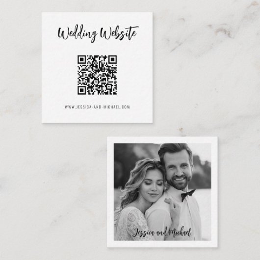 💍QR code Minimalistische Elegante bruiloft websit Informatiekaartje (Voorkant / Achterkant)