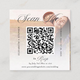 QR-code Minimalistische foto bruiloft RSVP Kaart