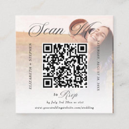 QR-code Minimalistische foto bruiloft RSVP Kaart