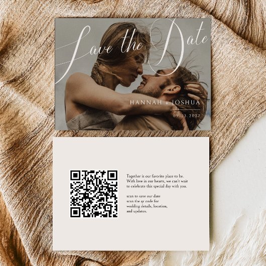 Qr Code Minimalistische Horizontale Trouwfoto Save The Date