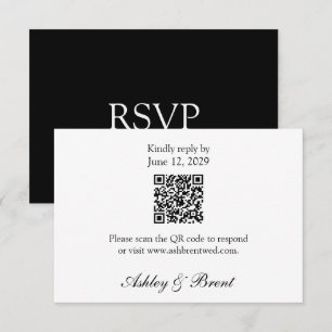 QR Code Minimalistische Klassieke Zwart Witte RSVP Kaartje