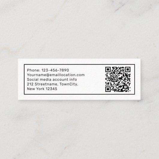 QR-code minimalistische naam van het Afstuderen Af Contactkaartje (Achterkant)