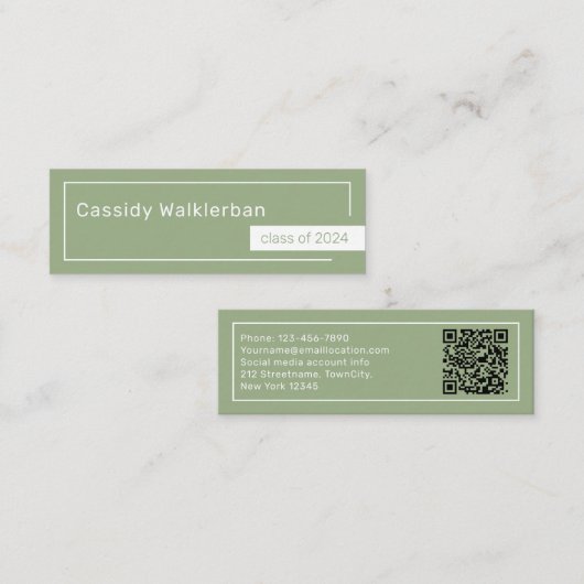 QR-code minimalistische naam van het Afstuderen Af Contactkaartje (Voorkant / Achterkant)