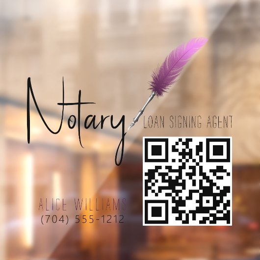 QR-code Minimalistische Roze & Witte Notaris Raamsticker (Vel 2)