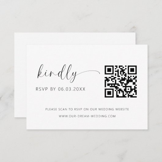 QR Code Minimalistische RSVP Bruiloft Website Informatiekaartje (Voorkant / Achterkant)