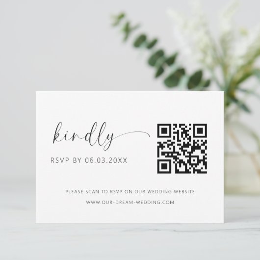 QR Code Minimalistische RSVP Bruiloft Website Informatiekaartje (Staand voorkant)
