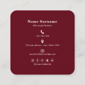 QR-code Minimalistische sociale media simpele Bour Vierkante Visitekaartje (Achterkant)