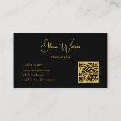 QR Code Minimalistische Trendy Gouden Script Fotog Visitekaartje (Achterkant)