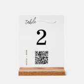 QR Code Minimalistische Trouwtafel Plaats Kaart Acryl Bord (Voorkant)