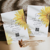 QR-code Minimalistische zonnebloemen slaan de datu Save The Date