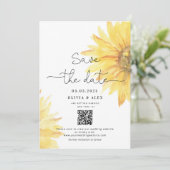 QR-code Minimalistische zonnebloemen slaan de datu Save The Date (Staand voorkant)