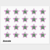QR Code Mint Groen Roze Helder Modern Koel Ster Sticker (Vel)
