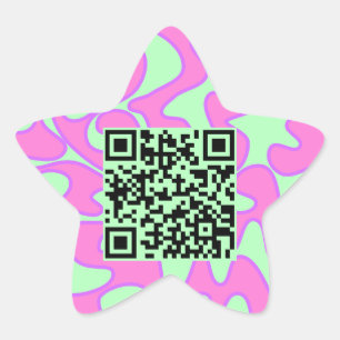 QR Code Mint Groen Roze Helder Modern Koel Ster Sticker