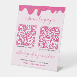 QR-code Mobiele roze bankbakkerij Reclamebord Met Voetstuk