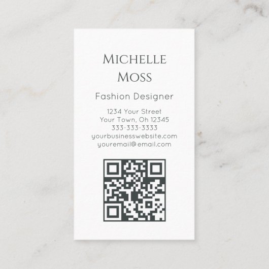 QR code Mode Kleding Designer Naaien Buttonnen Visitekaartje (Achterkant)