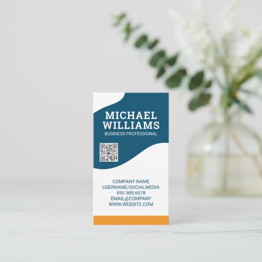 QR-code | Modern Abstract golfontwerp Visitekaartje (Staand voorkant)
