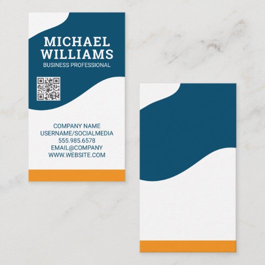 QR-code | Modern Abstract golfontwerp Visitekaartje (Voorkant / Achterkant)