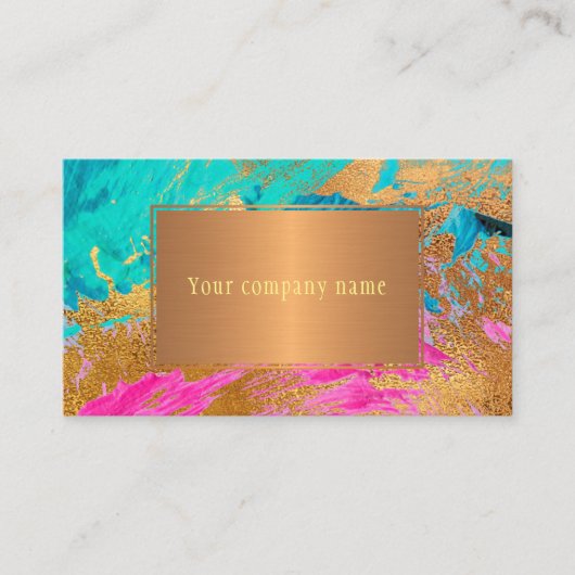 QR CODE modern abstract kopergoud jouw naam Visitekaartje (Voorkant)