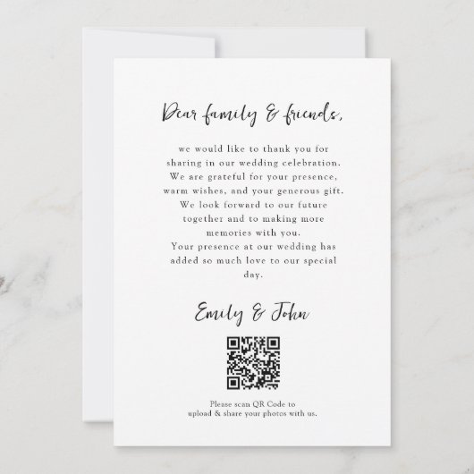 QR-Code, Modern, Ampersand, Script Font, 1 Foto Bedankkaart (Achterkant)