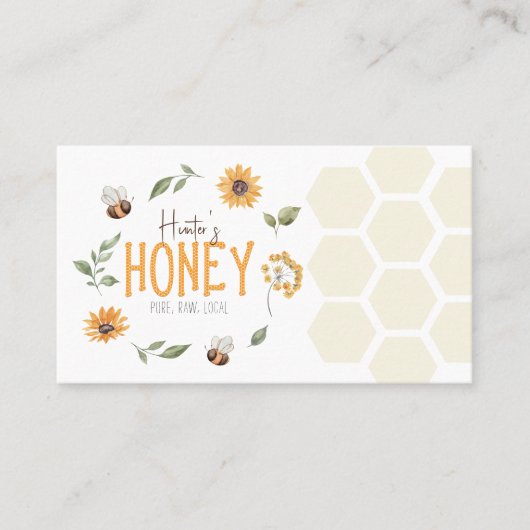 QR-code Modern Apiarist imker Wreath Honeybee Visitekaartje (Voorkant)