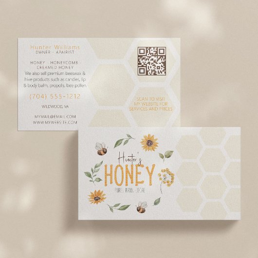 QR-code Modern Apiarist imker Wreath Honeybee Visitekaartje