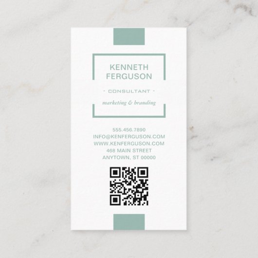 QR Code Modern Bedrijfs Licht Groen Visitekaartje (Achterkant)