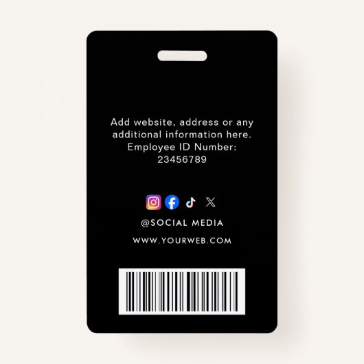 QR Code Modern Black Business Logo Event Badge (Achterkant)