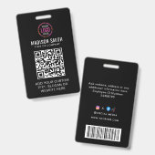 QR Code Modern Black Business Logo Event Badge (Voor- en achterkant)