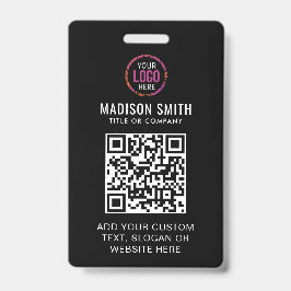 QR Code Modern Black Business Logo Event Badge
