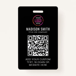QR Code Modern Black Business Logo Event Badge